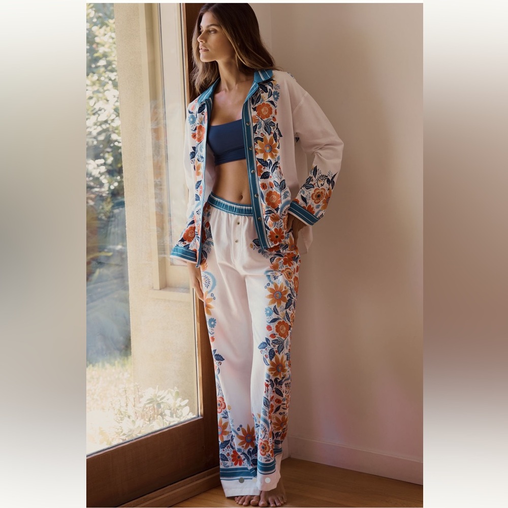Anthropologie Floral Pajama Pants Bottoms
